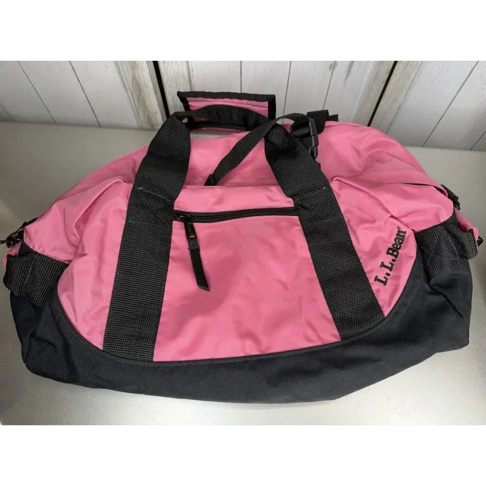 VTG LL Bean Adventure Duffle Bag Pink Medium Shoulder Strap Carry On ‘Tori’ READ